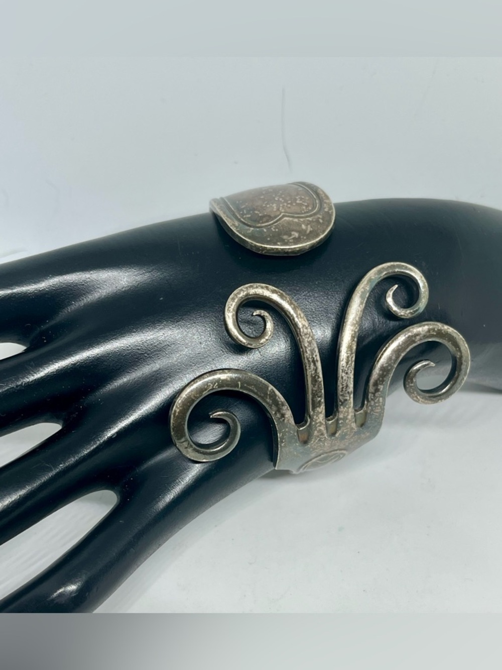 Vintage Silver Plated Curled Fork Cuff Bracelet